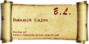 Babusik Lajos névjegykártya